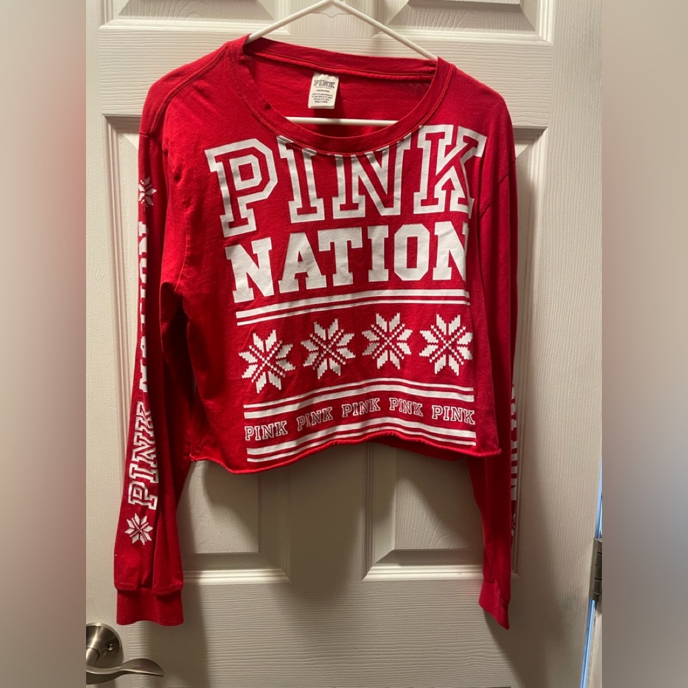 PINK crop top holiday Christmas
